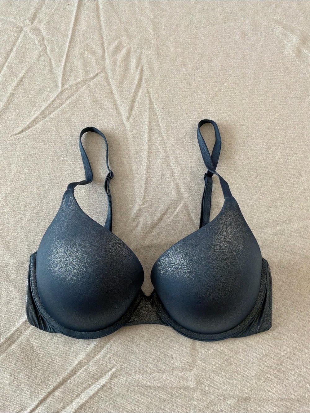 ******* Victoria's Secret Navy Shimmer Underwire T-Shirt Bra b4 *******